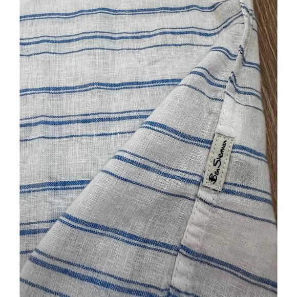 Ben Sherman|Linen Blend Button up SS Shirt|White/Blue|NWT|SZ M‎ - Picture 3 of 7